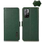 For Xiaomi Redmi Note 11 KHAZNEH Side-Magnetic Litchi Genuine Leather RFID Phone Case(Green) - 1