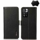 For Xiaomi Redmi Note 11 Pro KHAZNEH Side-Magnetic Litchi Genuine Leather RFID Phone Case(Black) - 1