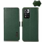 For Xiaomi Redmi Note 11 Pro KHAZNEH Side-Magnetic Litchi Genuine Leather RFID Phone Case(Green) - 1