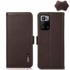 For Xiaomi Poco X3 GT KHAZNEH Side-Magnetic Litchi Genuine Leather RFID Phone Case(Brown) - 1