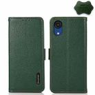 For Samsung Galaxy A01 Core/A03 Core KHAZNEH Side-Magnetic Litchi Genuine Leather RFID Phone Case(Green) - 1