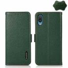 For Samsung Galaxy A02 KHAZNEH Side-Magnetic Litchi Genuine Leather RFID Phone Case(Green) - 1