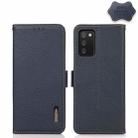 For Samsung Galaxy A02s Global Version KHAZNEH Side-Magnetic Litchi Genuine Leather RFID Phone Case(Blue) - 1
