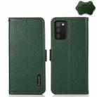 For Samsung Galaxy A03s 166mm Version KHAZNEH Side-Magnetic Litchi Genuine Leather RFID Phone Case(Green) - 1