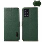 For Samsung Galaxy A51 5G KHAZNEH Side-Magnetic Litchi Genuine Leather RFID Phone Case(Green) - 1