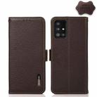 For Samsung Galaxy A51 5G KHAZNEH Side-Magnetic Litchi Genuine Leather RFID Phone Case(Brown) - 1