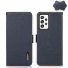 For Samsung Galaxy A52 5G KHAZNEH Side-Magnetic Litchi Genuine Leather RFID Phone Case(Blue) - 1
