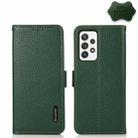 For Samsung Galaxy A72 5G KHAZNEH Side-Magnetic Litchi Genuine Leather RFID Phone Case(Green) - 1