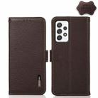 For Samsung Galaxy A72 5G KHAZNEH Side-Magnetic Litchi Genuine Leather RFID Phone Case(Brown) - 1