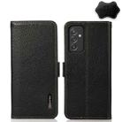 For Samsung Galaxy A82 5G KHAZNEH Side-Magnetic Litchi Genuine Leather RFID Phone Case(Black) - 1