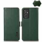 For Samsung Galaxy A82 5G KHAZNEH Side-Magnetic Litchi Genuine Leather RFID Phone Case(Green) - 1