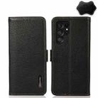 For Samsung Galaxy S22 Ultra 5G KHAZNEH Side-Magnetic Litchi Genuine Leather RFID Phone Case(Black) - 1