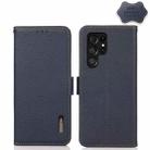 For Samsung Galaxy S22 Ultra 5G KHAZNEH Side-Magnetic Litchi Genuine Leather RFID Phone Case(Blue) - 1