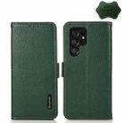 For Samsung Galaxy S22 Ultra 5G KHAZNEH Side-Magnetic Litchi Genuine Leather RFID Phone Case(Green) - 1