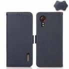 For Samsung Galaxy Xcover 5 KHAZNEH Side-Magnetic Litchi Genuine Leather RFID Phone Case(Blue) - 1