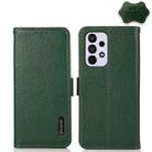 For Samsung Galaxy A53 5G KHAZNEH Side-Magnetic Litchi Genuine Leather RFID Phone Case(Green) - 1