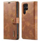 For Samsung Galaxy S22 Ultra 5G DG.MING Crazy Horse Texture Detachable Magnetic Leather Phone Case(Brown) - 1