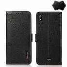 For Wiko Y61 KHAZNEH Side-Magnetic Litchi Genuine Leather RFID Phone Case(Black) - 1