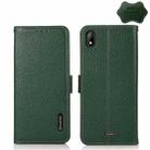 For Wiko Y61 KHAZNEH Side-Magnetic Litchi Genuine Leather RFID Phone Case(Green) - 1