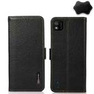For Wiko Y62 KHAZNEH Side-Magnetic Litchi Genuine Leather RFID Phone Case(Black) - 1