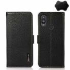 For Alcatel 1L 2021 KHAZNEH Side-Magnetic Litchi Genuine Leather RFID Phone Case(Black) - 1