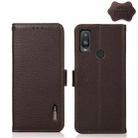 For Alcatel 1L 2021 KHAZNEH Side-Magnetic Litchi Genuine Leather RFID Phone Case(Brown) - 1