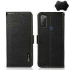 For Alcatel 1S 2021 KHAZNEH Side-Magnetic Litchi Genuine Leather RFID Phone Case(Black) - 1