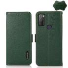 For Alcatel 1S 2021 KHAZNEH Side-Magnetic Litchi Genuine Leather RFID Phone Case(Green) - 1