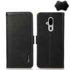 For Fujitsu Arrows F-52B KHAZNEH Side-Magnetic Litchi Genuine Leather RFID Phone Case(Black) - 1