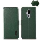 For Fujitsu Arrows F-52B KHAZNEH Side-Magnetic Litchi Genuine Leather RFID Phone Case(Green) - 1