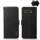 For Asus ROG Phone 5 / 5 Pro / 5 Ultimate KHAZNEH Side-Magnetic Litchi Genuine Leather RFID Phone Case(Black) - 1