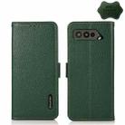 For Asus ROG Phone 5 / 5 Pro / 5 Ultimate KHAZNEH Side-Magnetic Litchi Genuine Leather RFID Phone Case(Green) - 1