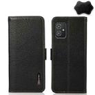 For Asus Zenfone 8 KHAZNEH Side-Magnetic Litchi Genuine Leather RFID Phone Case(Black) - 1