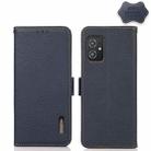 For Asus Zenfone 8 KHAZNEH Side-Magnetic Litchi Genuine Leather RFID Phone Case(Blue) - 1