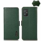 For Asus Zenfone 8 KHAZNEH Side-Magnetic Litchi Genuine Leather RFID Phone Case(Green) - 1