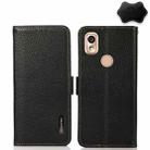 For Kyocera KY-51B KHAZNEH Side-Magnetic Litchi Genuine Leather RFID Phone Case(Black) - 1