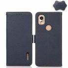 For Kyocera KY-51B KHAZNEH Side-Magnetic Litchi Genuine Leather RFID Phone Case(Blue) - 1