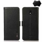 For Vodafone Smart E11 KHAZNEH Side-Magnetic Litchi Genuine Leather RFID Phone Case(Black) - 1