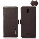 For Vodafone Smart E11 KHAZNEH Side-Magnetic Litchi Genuine Leather RFID Phone Case(Brown) - 1