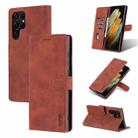 For Samsung Galaxy S22 Ultra 5G AZNS Skin Feel Calf Texture Horizontal Flip Leather Phone Case(Brown) - 1