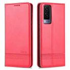 For vivo Y71t / V21e 5G AZNS Magnetic Calf Texture Horizontal Flip Leather Phone Case(Red) - 1