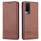 For vivo Y71t / V21e 5G AZNS Magnetic Calf Texture Horizontal Flip Leather Phone Case(Dark Brown) - 1