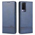 For vivo Y71t / V21e 5G AZNS Magnetic Calf Texture Horizontal Flip Leather Phone Case(Dark Blue) - 1