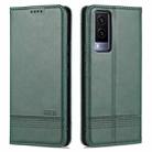 For vivo Y71t / V21e 5G AZNS Magnetic Calf Texture Horizontal Flip Leather Phone Case(Dark Green) - 1