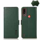 For Motorola Moto E7 Power KHAZNEH Side-Magnetic Litchi Genuine Leather RFID Case(Green) - 1