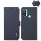 For Motorola Moto E20 / E40 KHAZNEH Side-Magnetic Litchi Genuine Leather RFID Case(Blue) - 1