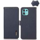 For Motorola Edge 20 Lite KHAZNEH Side-Magnetic Litchi Genuine Leather RFID Case(Blue) - 1