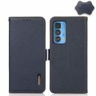 For Motorola Edge 20 Pro KHAZNEH Side-Magnetic Litchi Genuine Leather RFID Case(Blue) - 1