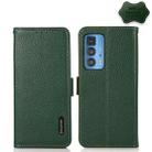 For Motorola Edge 20 Pro KHAZNEH Side-Magnetic Litchi Genuine Leather RFID Case(Green) - 1