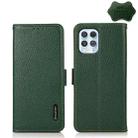 For Motorola Edge S 5G / G100 KHAZNEH Side-Magnetic Litchi Genuine Leather RFID Case(Green) - 1